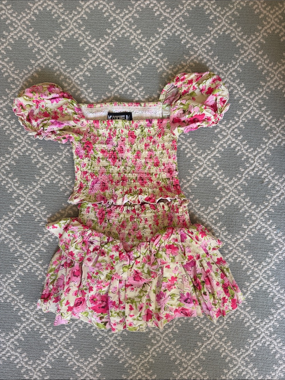 KATIE J NYC Pink Ditsy Floral Marlee Top Brooke Skirt Set Size S